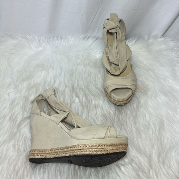 UGG Shoes - UGG Lucy Ankle Light Tan Twist Wrap Jute Wedge‎ Platform Sandals Sz 8.5